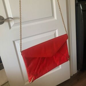 Elegant Red Envelope shoulder bag with Gold Chain